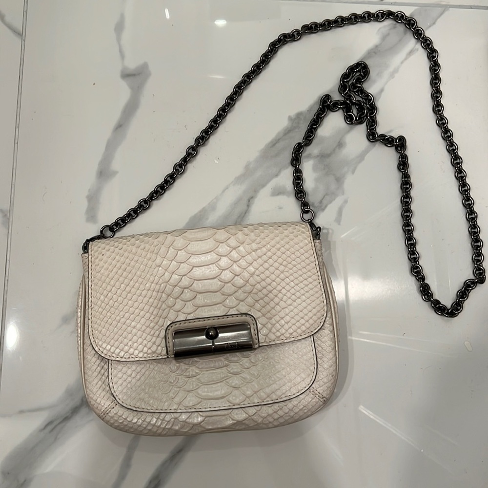 Coach white Python leather cross body bag